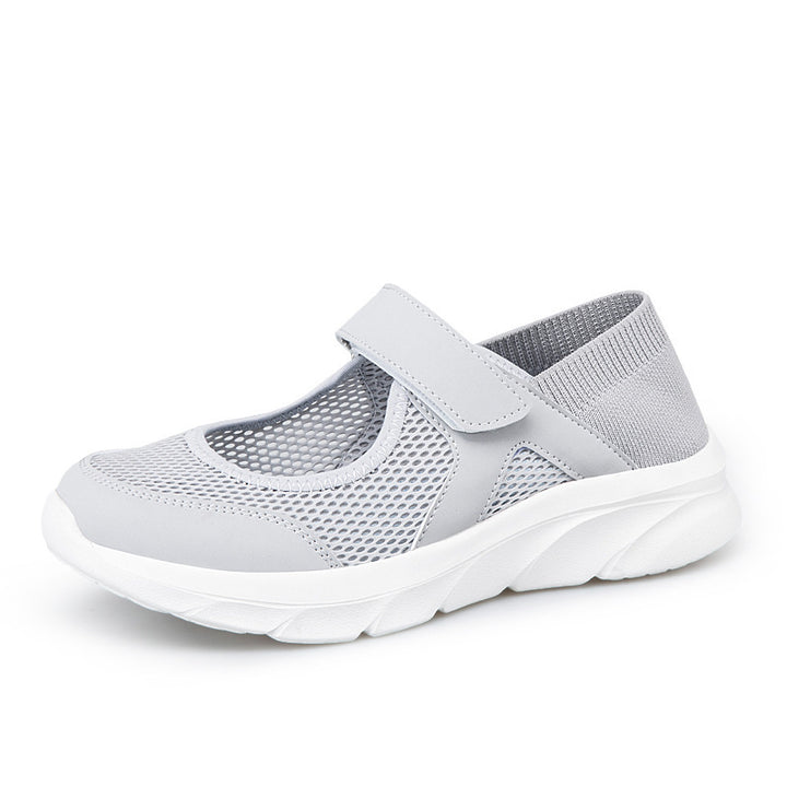 Dame nan Komfort-Remmepumpsneaker med velcro lukning, sømløs strikk skaft og dæmpende let sål Skovae