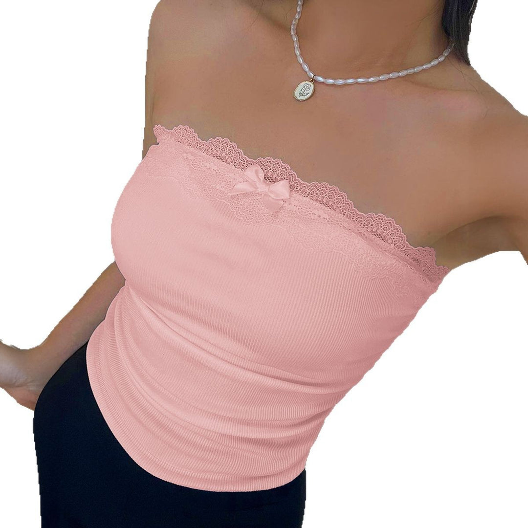 Dame Bustier-top med blondedetalje og elastisk bånd Stilla
