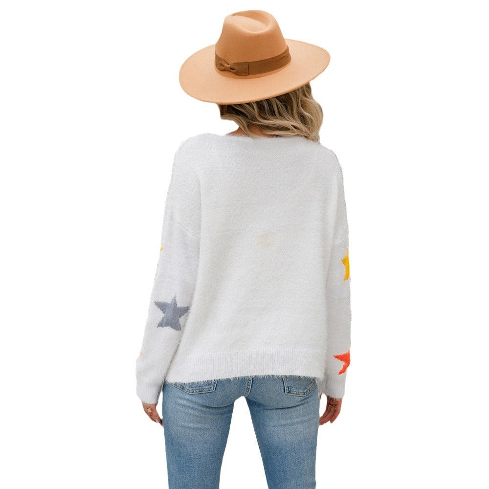 Damer fashionabel sweater med stjernemotiv Stilla