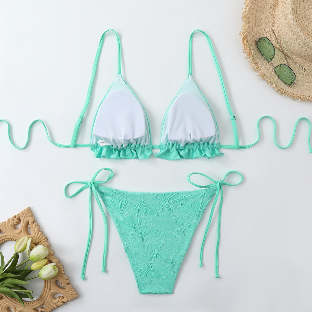 Dame bikini-sæt med legende flæse-design og justerbare stropper Stilla
