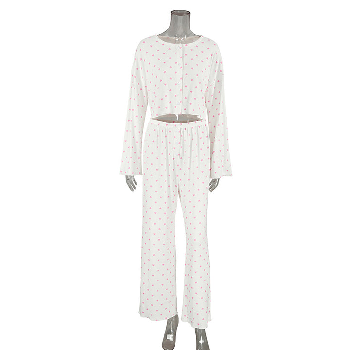 Dame luksuriøst pyjamas-sæt med stribet top og behagelige loose-fit bukser Stilla