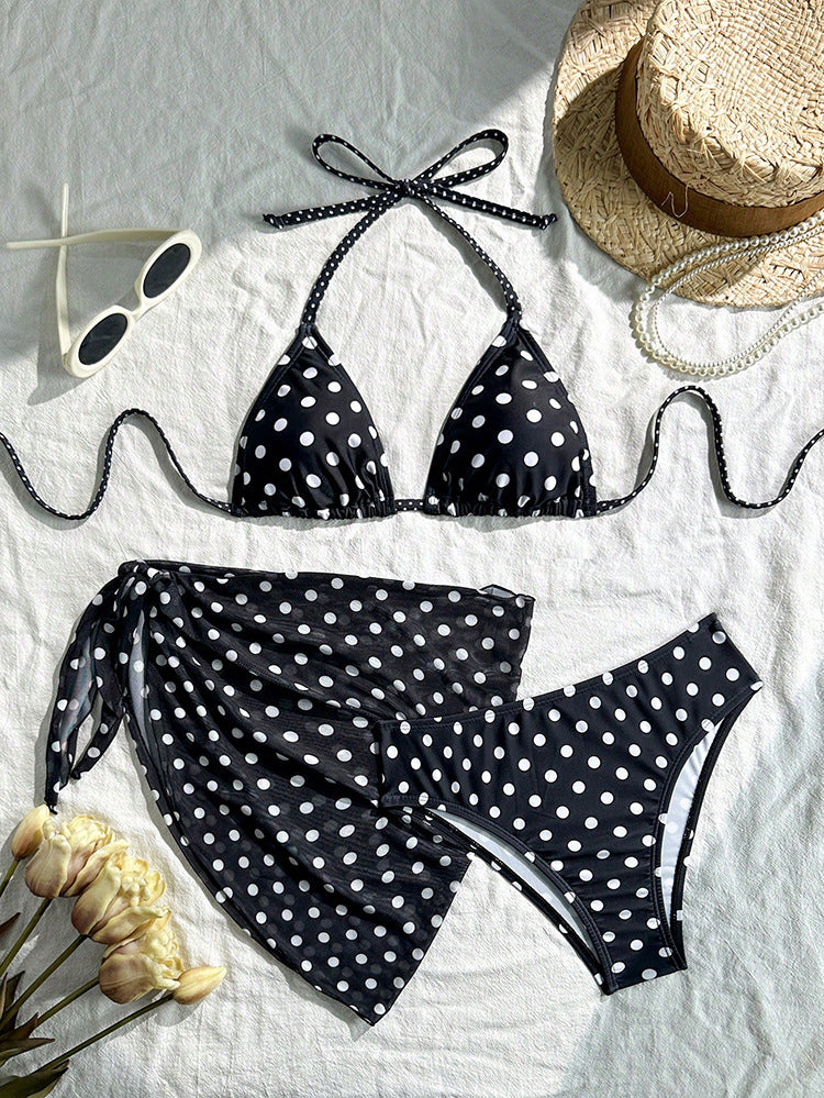 Damer triangel-bikini med dekorativt pareo Skovae