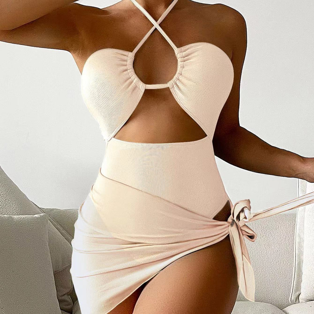 Dame Cut-Out Badedragt med Chic-Rock-design og elegant knudedetalje Skovae