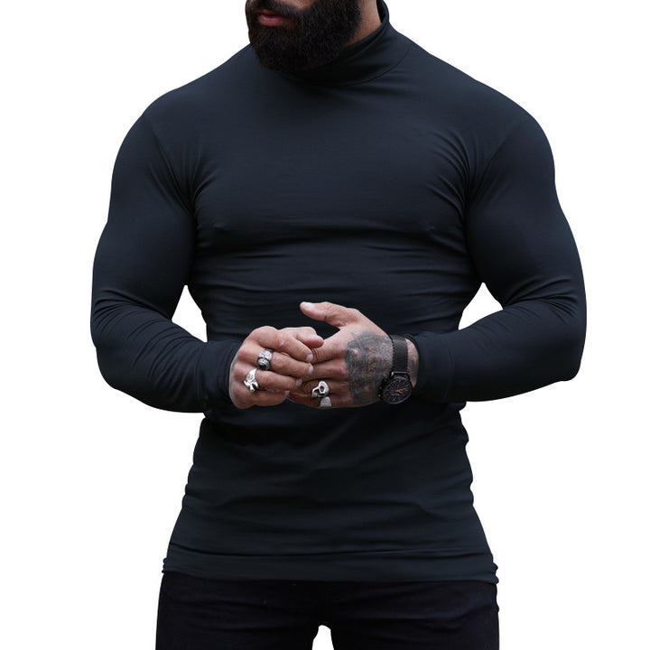 Herre langærmet T-shirt med ståkrave og tætsiddende pasform Stilla