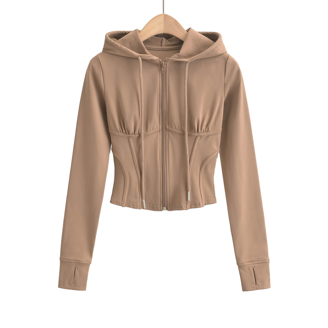 Dame sporty cropped jakke med hætte og tætsiddende silhuet Stilla
