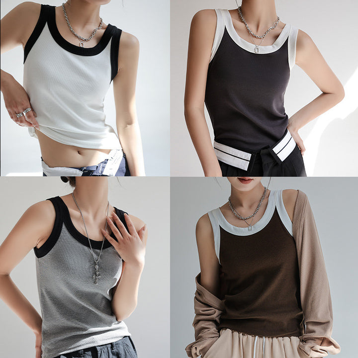 Damer Sporty tanktop med kontrasterende syninger og åndbart materiale Stilla