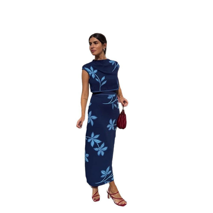Dame elegant Maxikjole med blomstret applikation Stilla