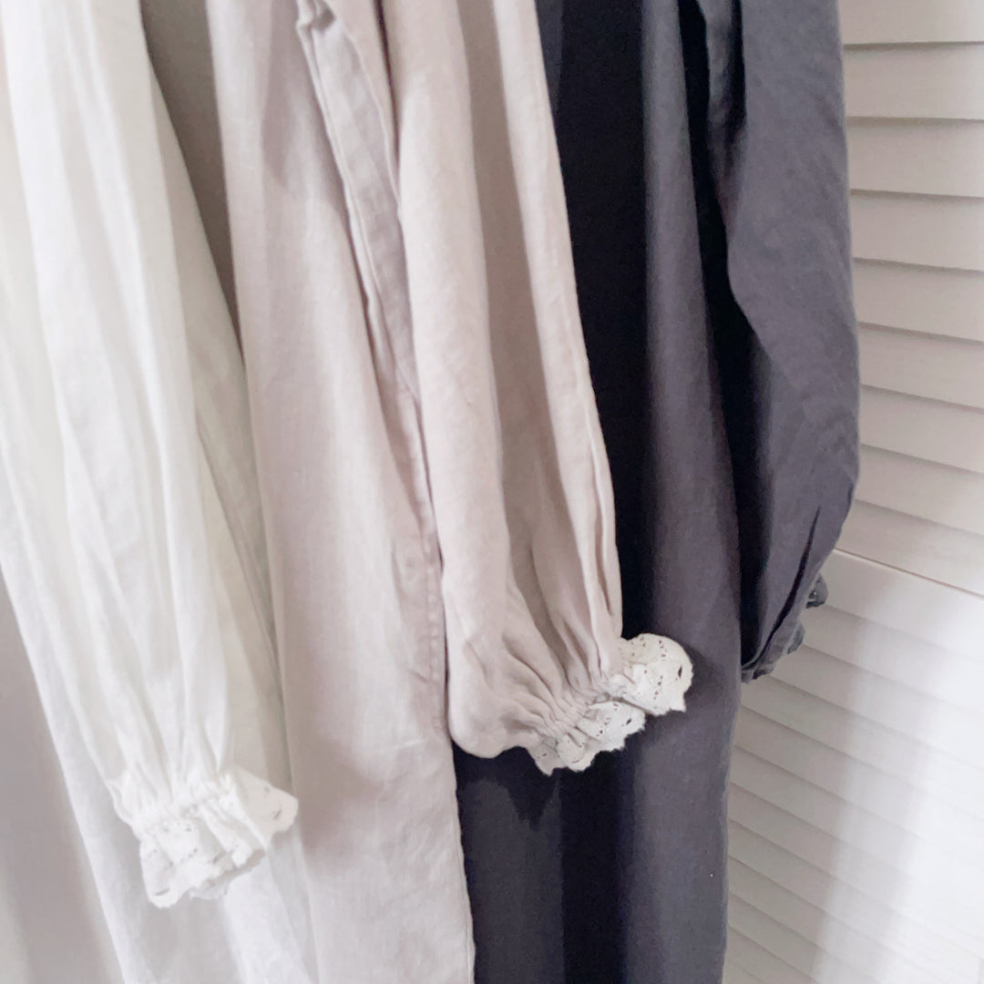 Damer Vintage-stil Langærmet kjole med spidsedetaljer Stilla