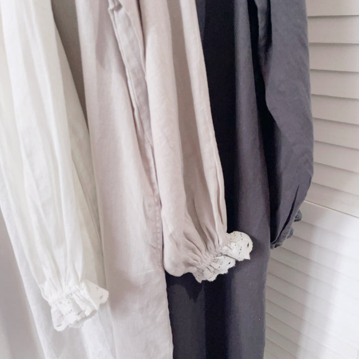 Damer Vintage-stil Langærmet kjole med spidsedetaljer Stilla