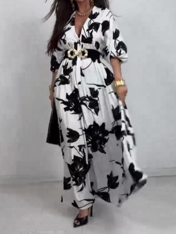 Dame blomsterprint lag maxi kjole Stilla