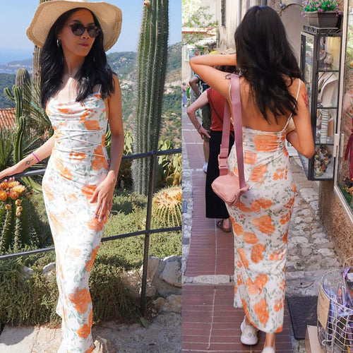 Damer Cowl Neck Floral Bodycon Kjole Stilla