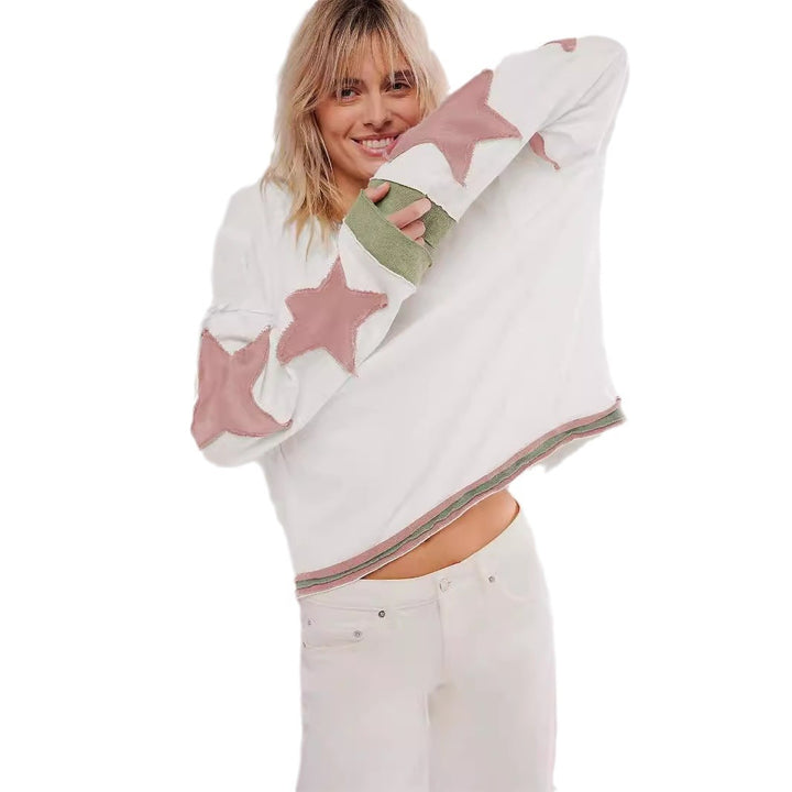 Dame afslappet sweatshirt med stjernedesign og løs pasform Stilla