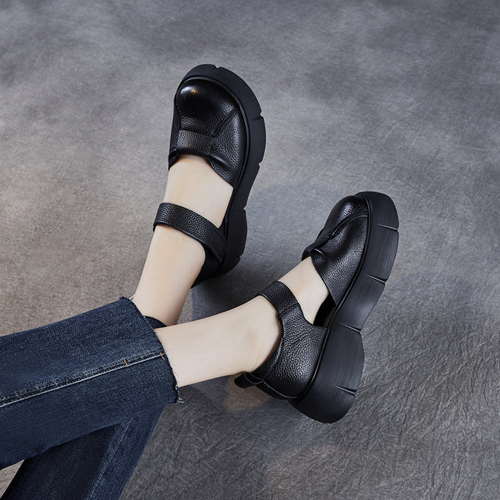 Dame Chunky Lukkede Tær Plattform Slip-On Sko med Justerbar Rem Stilla