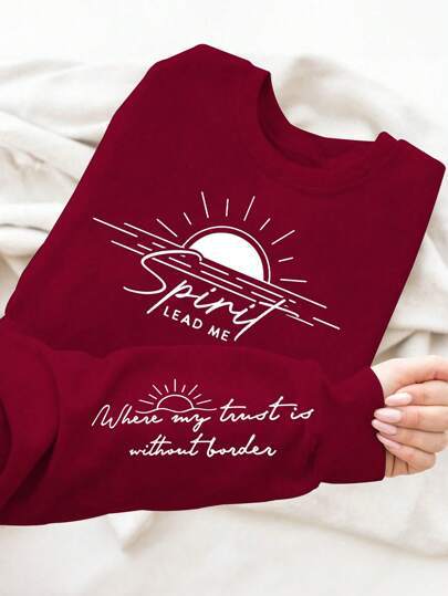 Kvinders sweatshirt med inspirerende print og blødt flydende stof Stilla