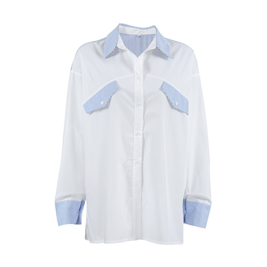 Dame Oversized Bluse med stribede accenter og moderne snit Stilla