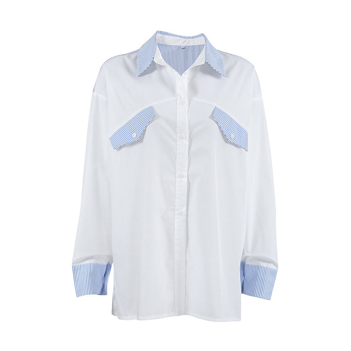 Dame Oversized Bluse med stribede accenter og moderne snit Stilla