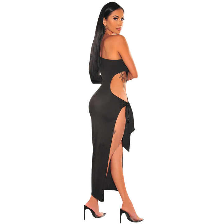 Damer elegant Cut-Out maxikjole med asymmetrisk kant og høj slids Stilla