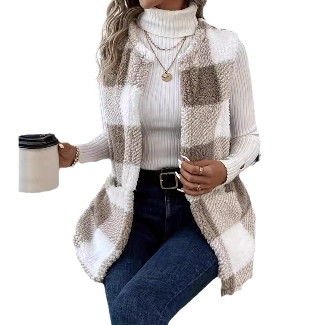 Dame teddy pels vest i moderne ternet design Stilla