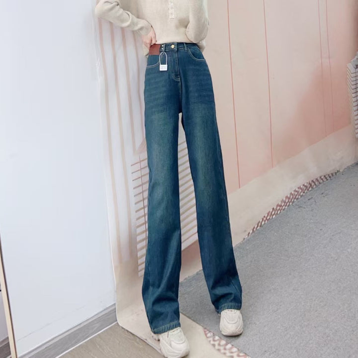 Dame løse jeans i vintage-stil med høj talje Stilla