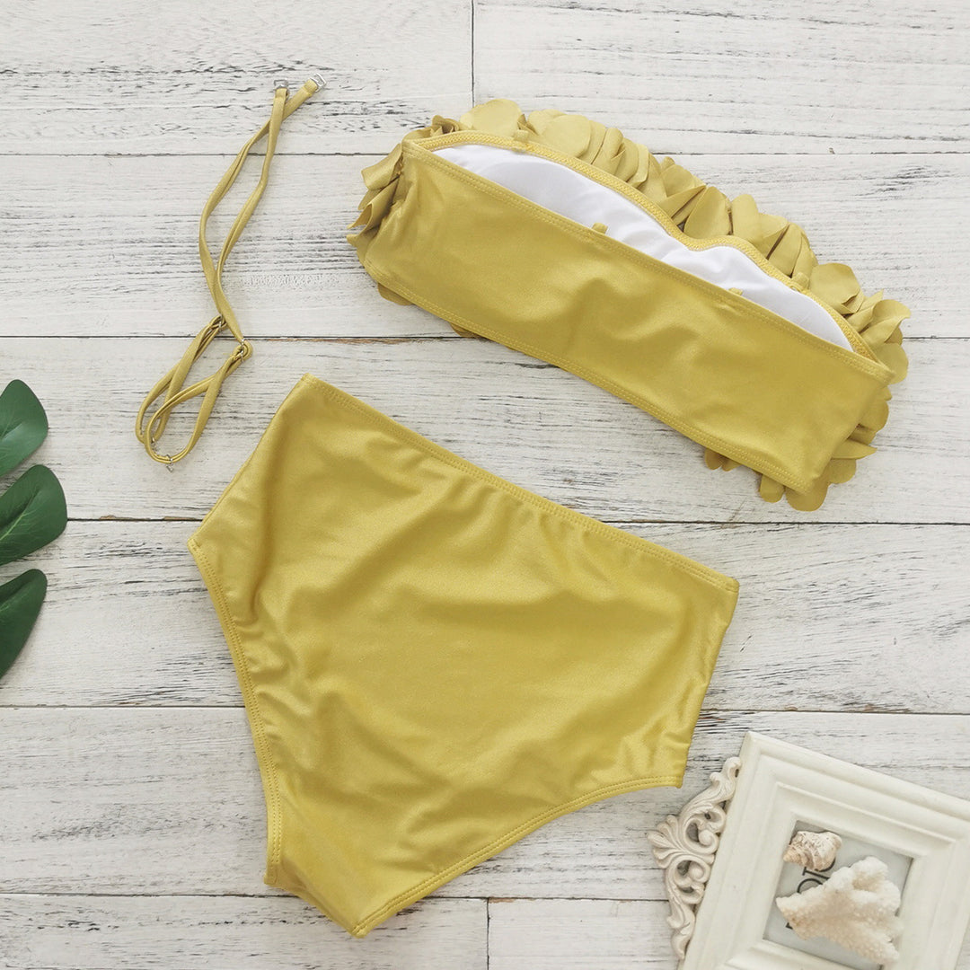 Dame Bikini-sæt med voluminøst blomstermønster og elegant høj talje-snit Stilla