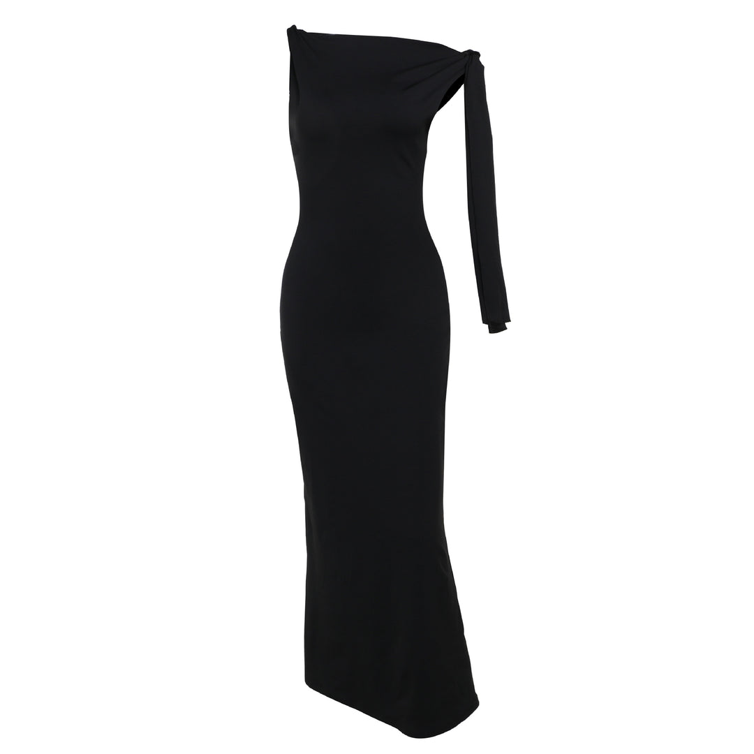 Dame elegant maxikjole med asymmetrisk design og en ærmeløs skæring Skovae