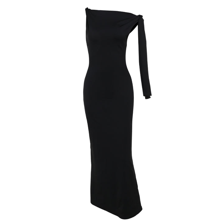 Dame elegant maxikjole med asymmetrisk design og en ærmeløs skæring Skovae
