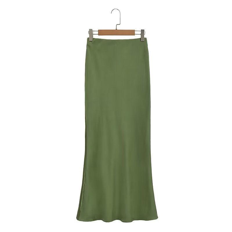 Damernes elegante satin nederdel i minimalistisk stil med blød drapering Stilla