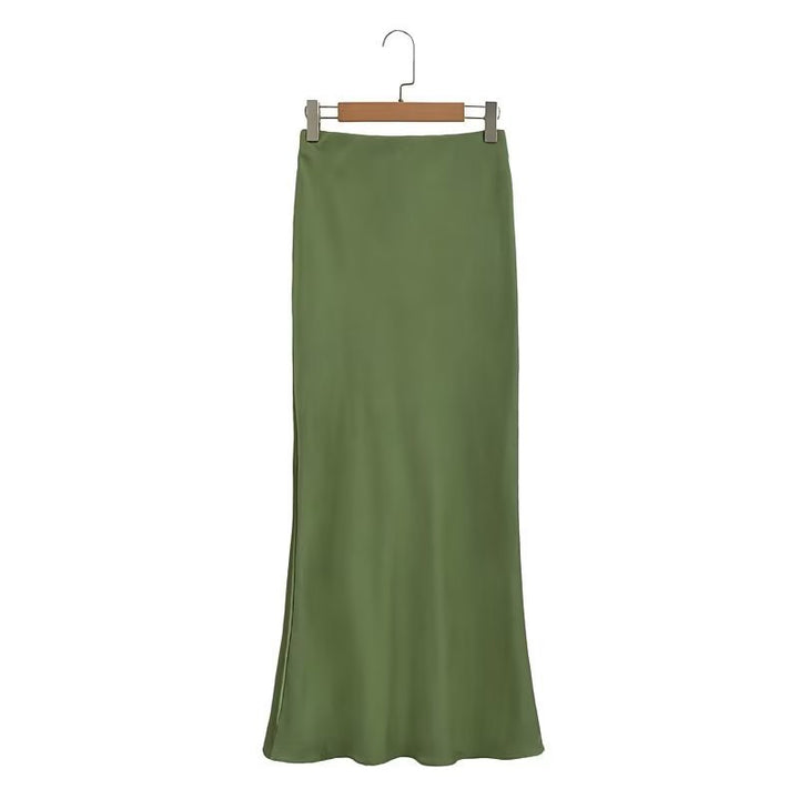 Damernes elegante satin nederdel i minimalistisk stil med blød drapering Stilla