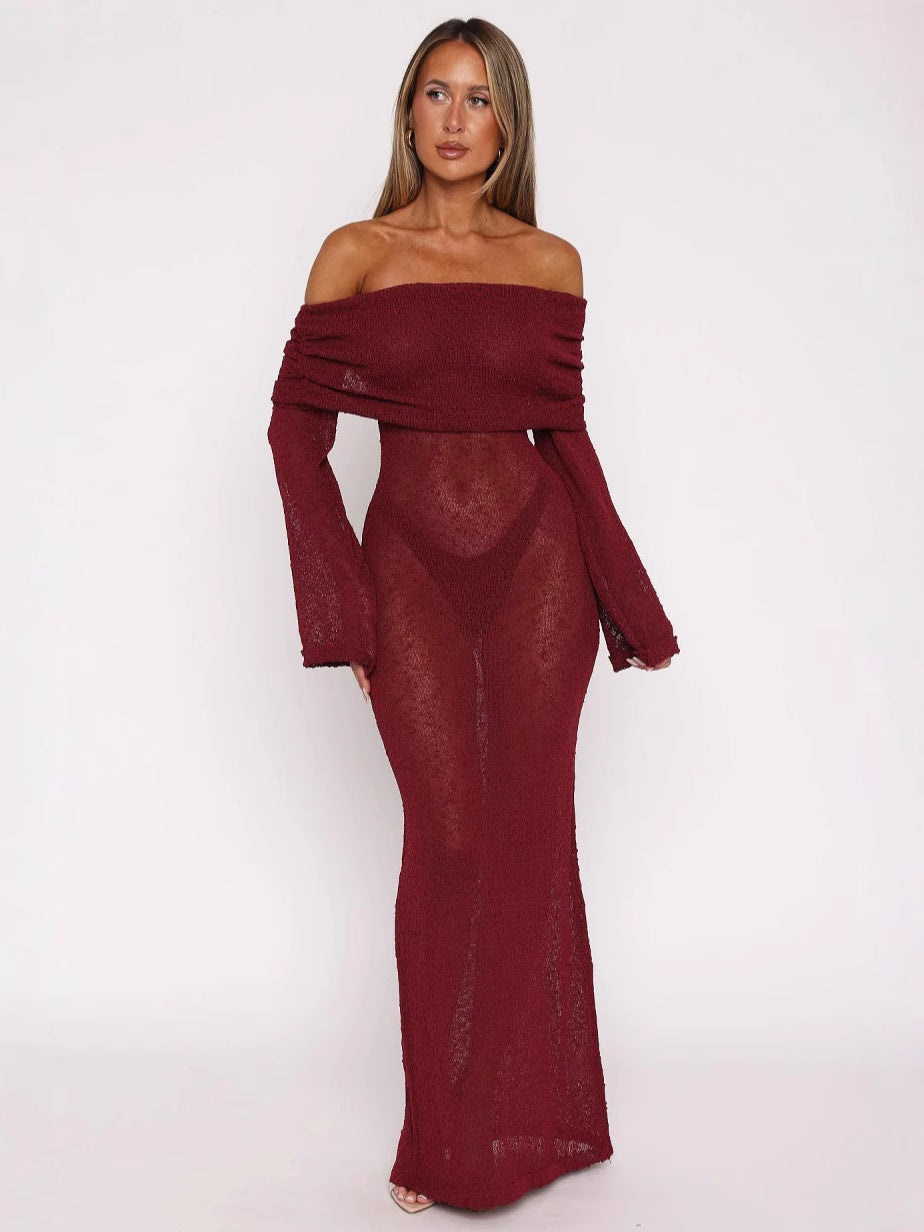Dame Off-Shoulder Maxikjole med fine glimmeraccenter Stilla