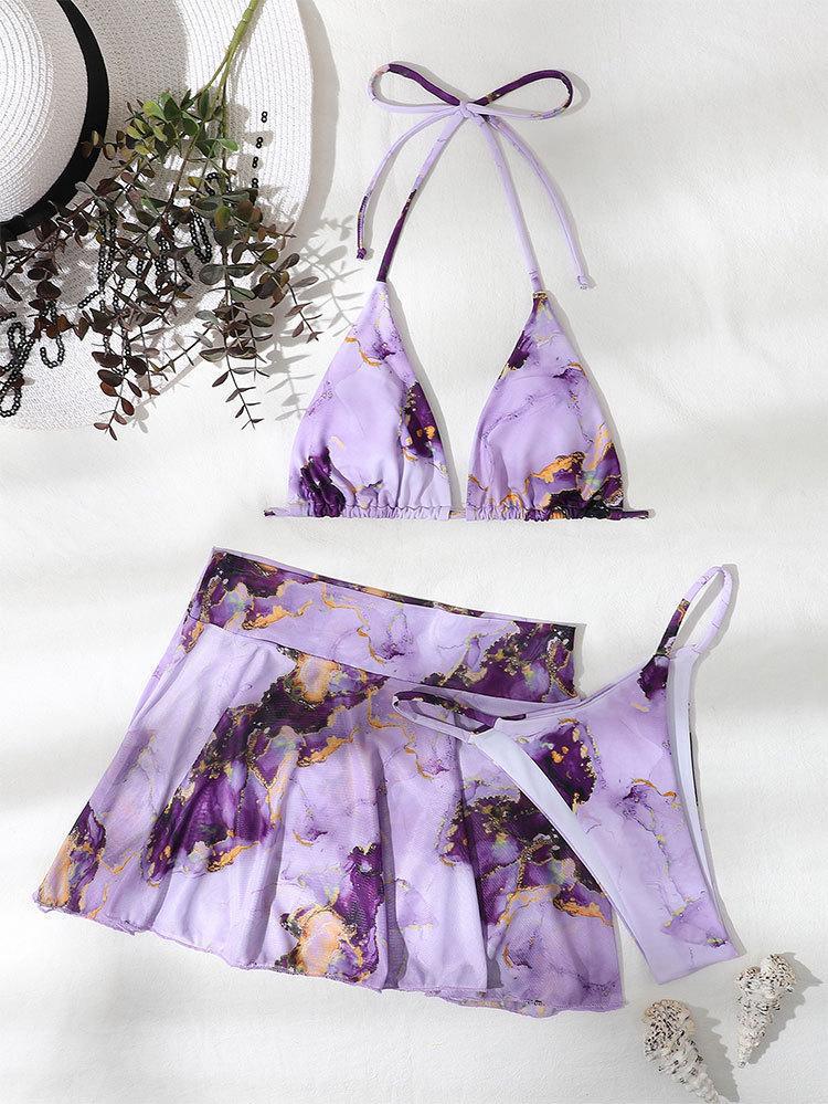 Dame Bikini-sæt med kreativ marmorprint Skovae