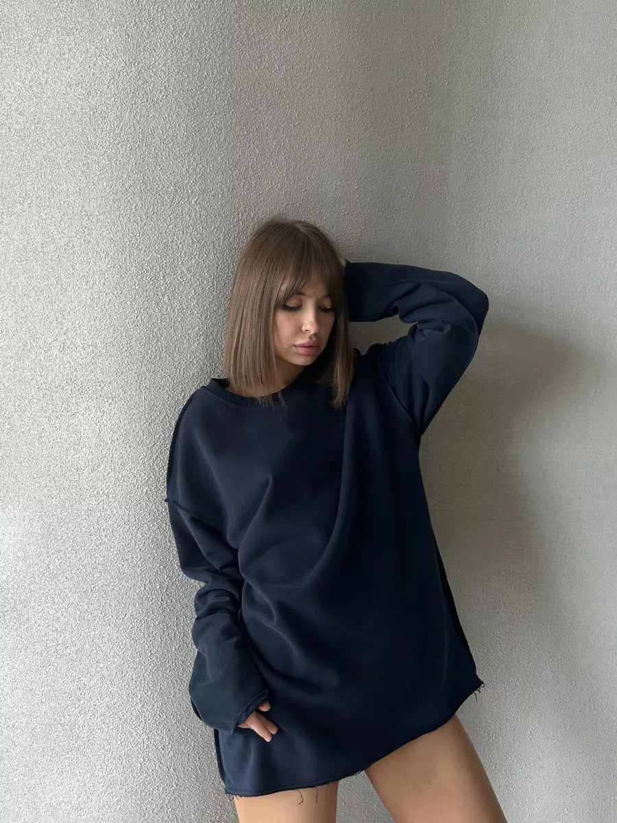 Kvinders afslappede oversized sweater med bred pasform og struktureret stof Skovae