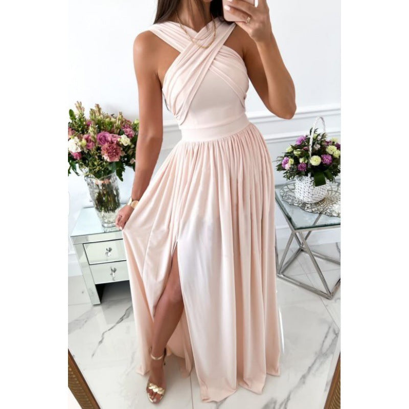 Dame Elegant Maxikjole med Draperede Detaljer Stilla