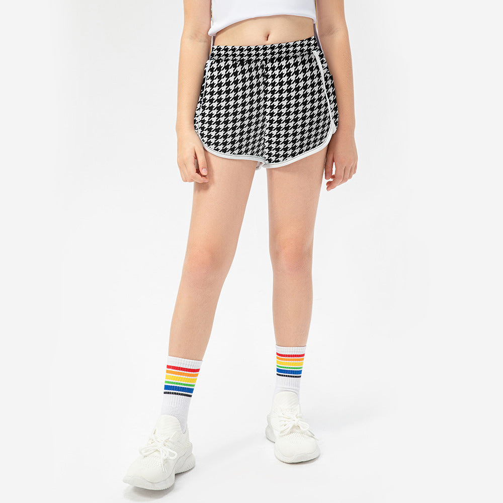 Dame Sportsløbeshorts med fashionable ternet mønster og behagelig elastisk linning Stilla