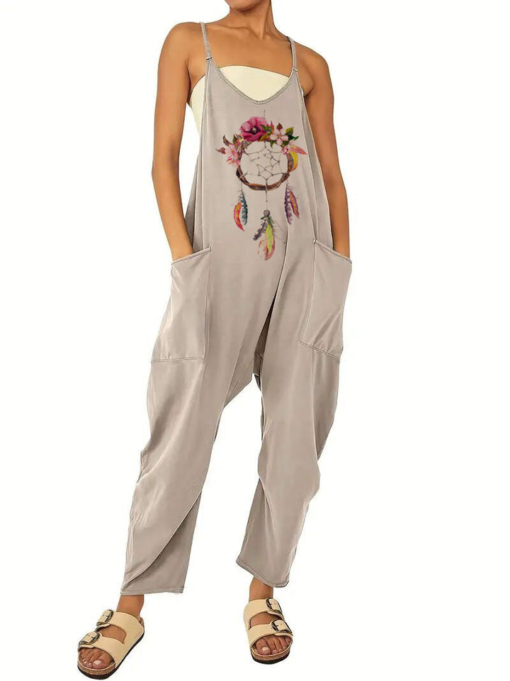 Dame Jumpsuit med Løs Pasform og Praktiske Lommer Skovae