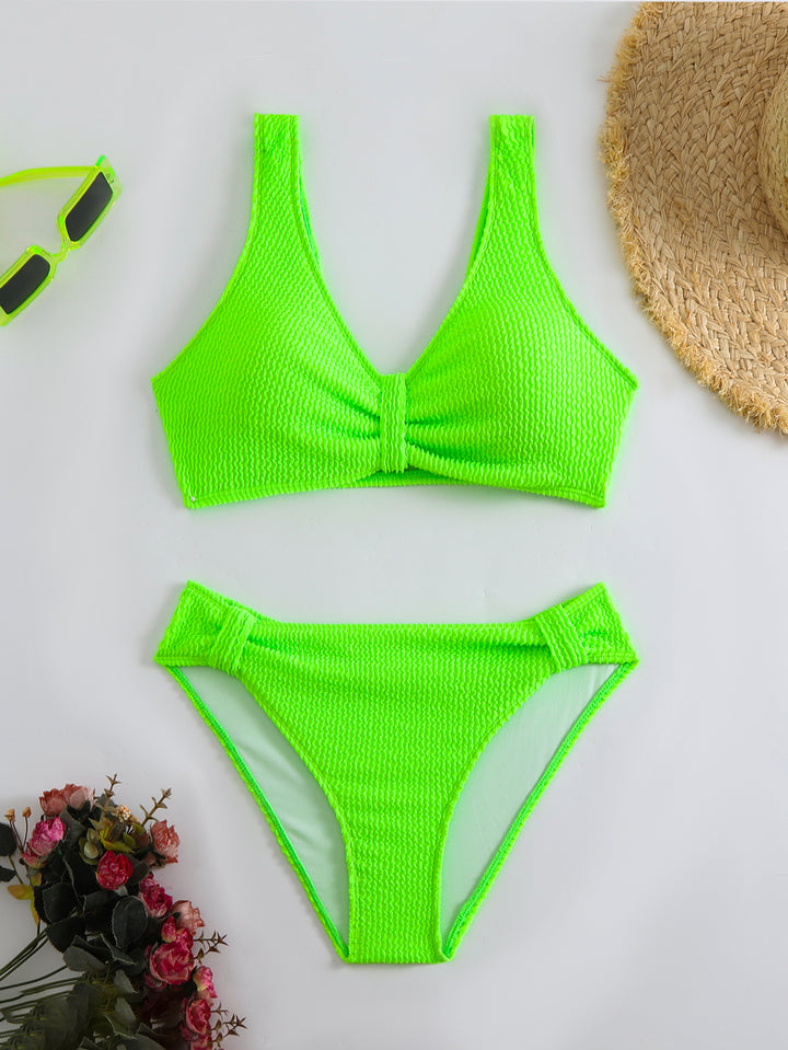 Femme Knoten Bralette Bikini Sæt med højt skåret underdel Stilla