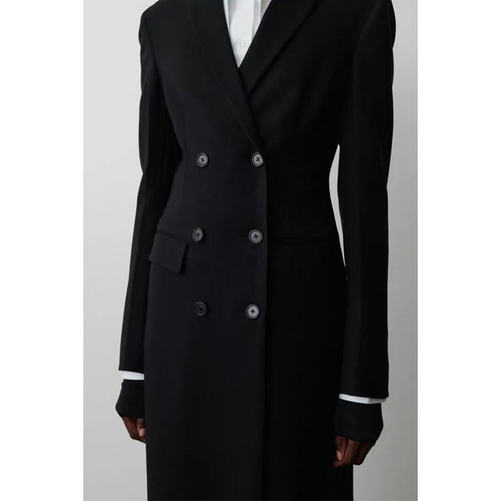 Kvinders dobbeltknappet blazer med løstsiddende drapering