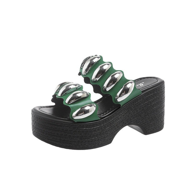 Dame mode Plateau-sandaler med glitrende dekorative sten og skridsikre såler Stilla
