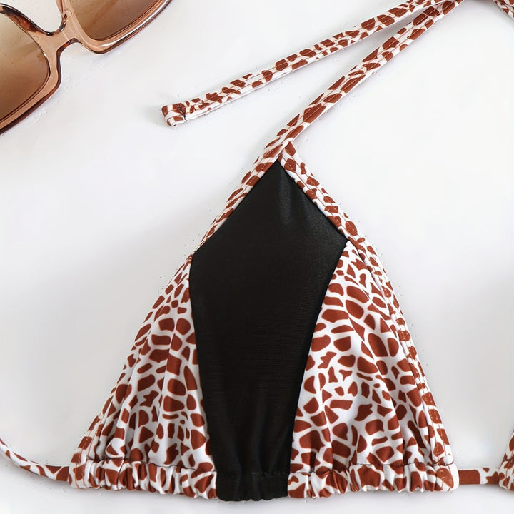 Dame triangel-bikini med stilfuldt girafmønster Skovae