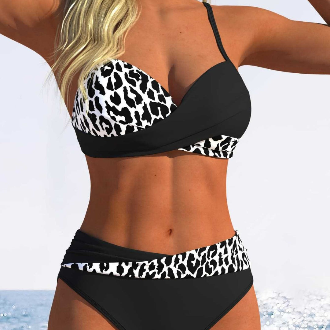 Dame bikini-sæt med raffineret indpakningstop og høj talje Skovae