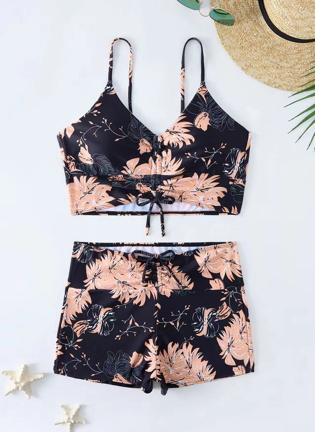 Dame bikini med blomstret flæse design og justerbare stropper Skovae