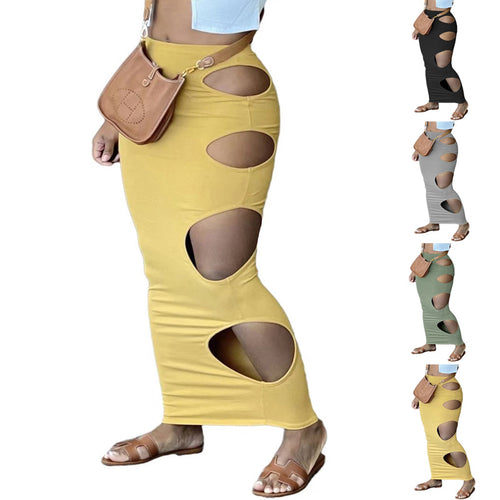 Dame Elegant Maxiskørt med kreative Cut-Out-detaljer Stilla