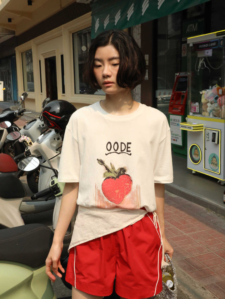 Dame T-shirt med frugtig grafisk design Stilla