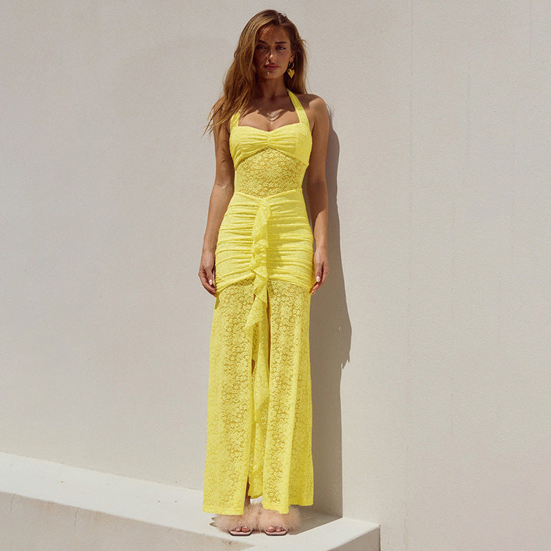 Femme Elegante Spids Accent-Maxi-Kjole Stilla