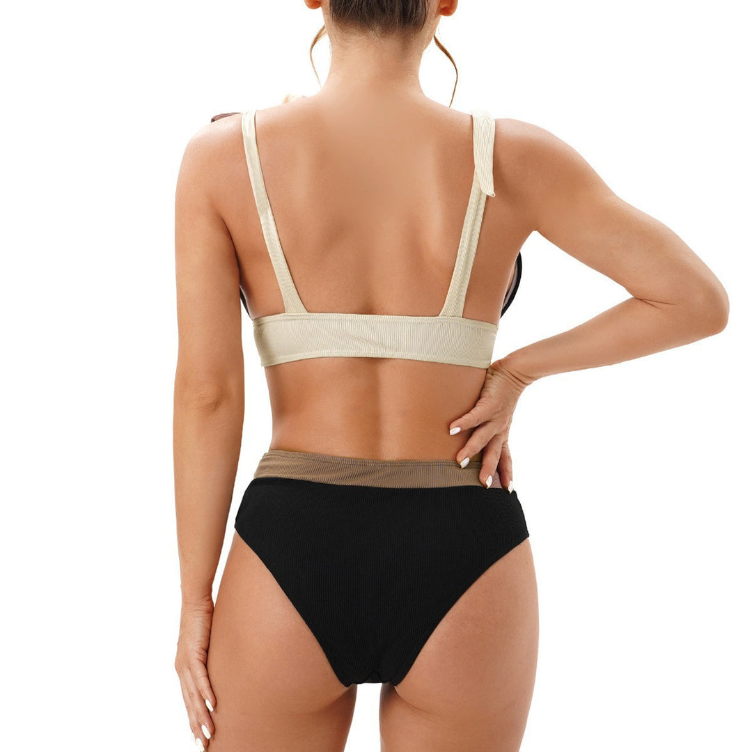 Dame bikini-sæt med dyb V-udskæring og justerbare båndsløjfer Skovae