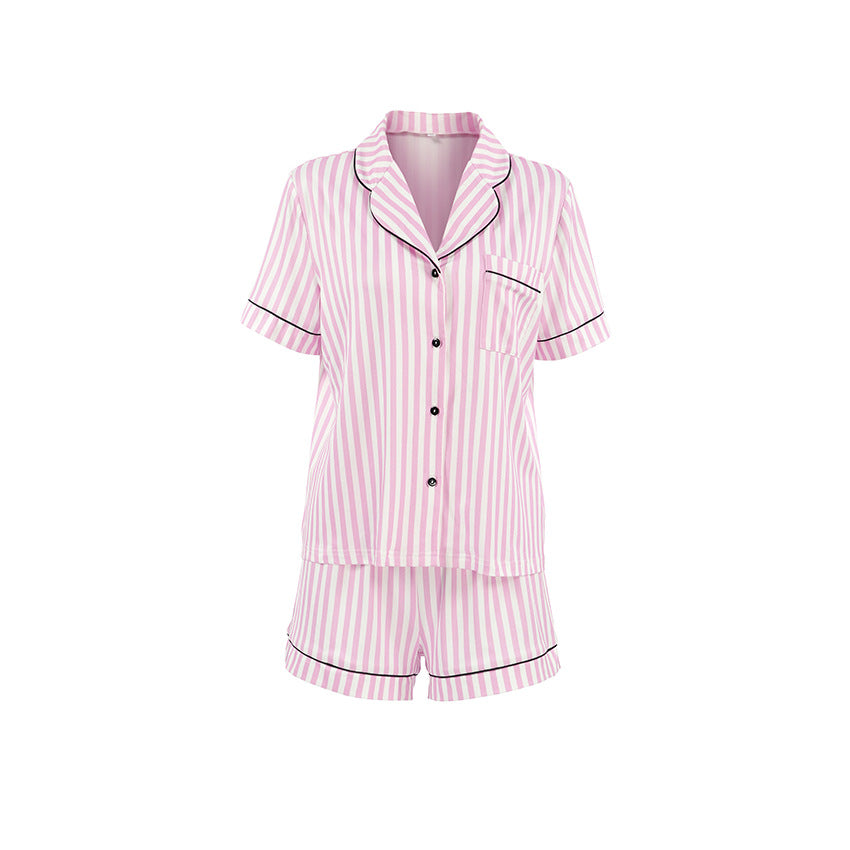 Dame Kort Pyjama Sæt med stribet Design og kontrasterende afslutningsdetaljer Stilla