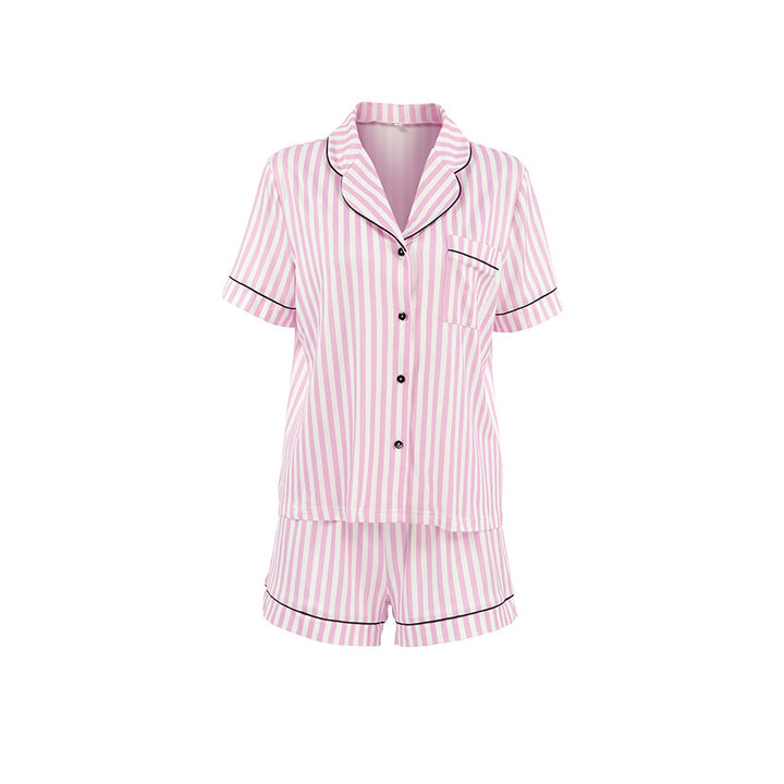 Dame Kort Pyjama Sæt med stribet Design og kontrasterende afslutningsdetaljer Stilla