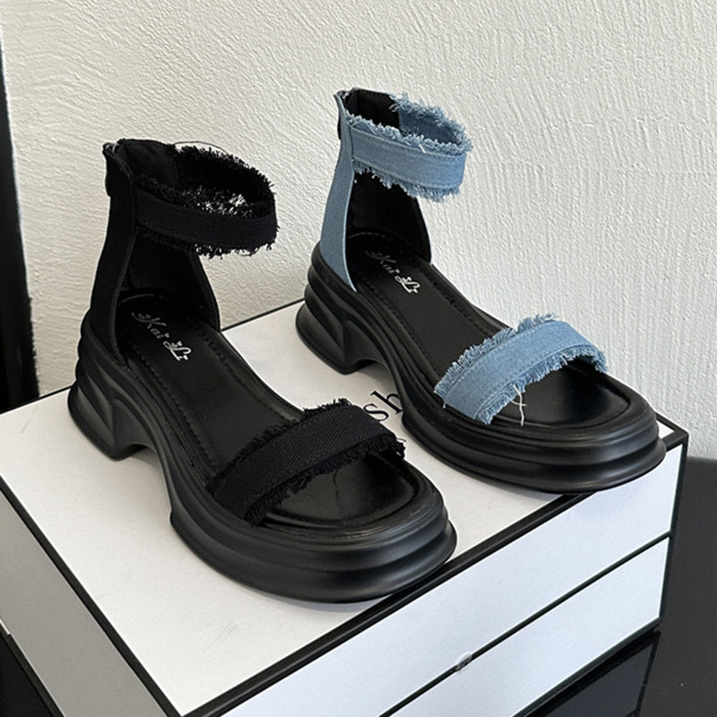Dame Plateau-sandaler med brede stropper og blokhæl Stilla