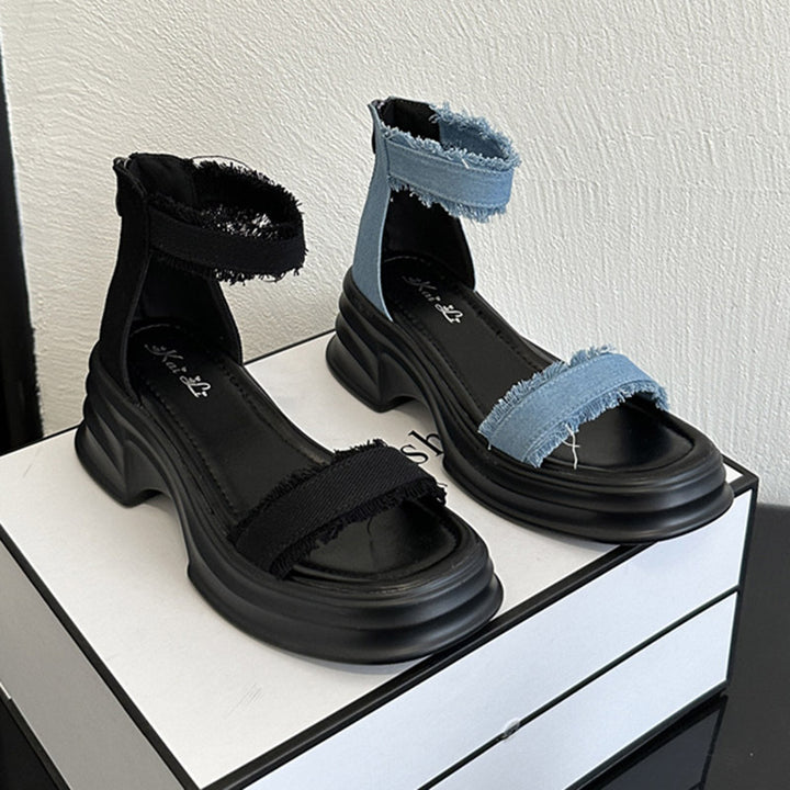 Dame Plateau-sandaler med brede stropper og blokhæl Stilla