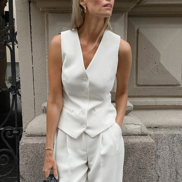Dame Elegant Vest med figursyet snit og praktiske lommer Stilla