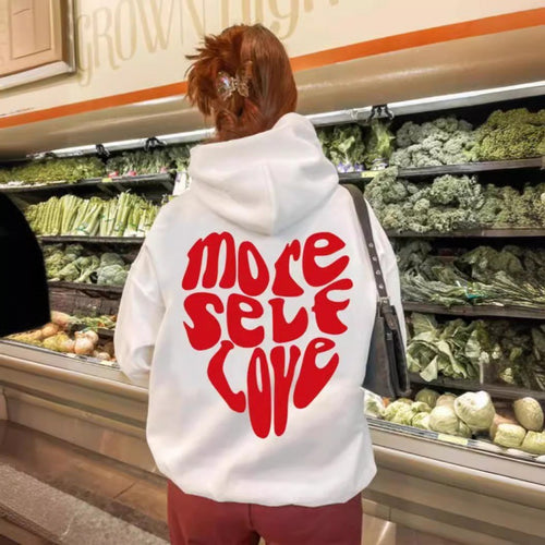 Kvinders oversized hætte sweatshirt med kreativ hjerte design Skovae
